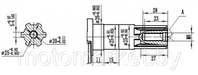 Dvigatel 6,5 l.s._168 F_val 25 mm shlic Motomarket.by