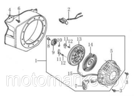 shkiv startera GX 200, GX 160, 168F, 170F, GX 270, 177F, GX90, 188F, 190F, 192F motomarket.by